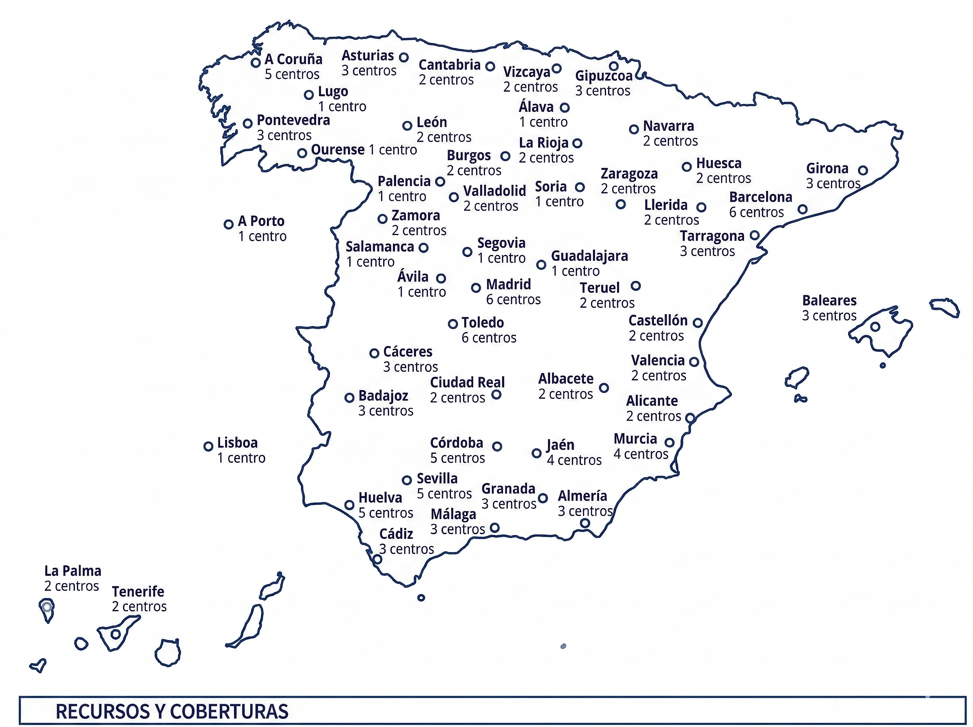 Mapa d'Espanya amb la cobertura nacional i les oficines de GPIC